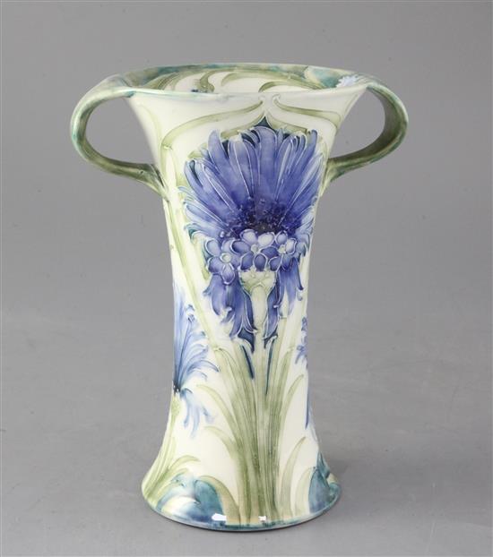 A Moorcroft Macintyre two-handled vase in the Cornflower pattern, 20cm